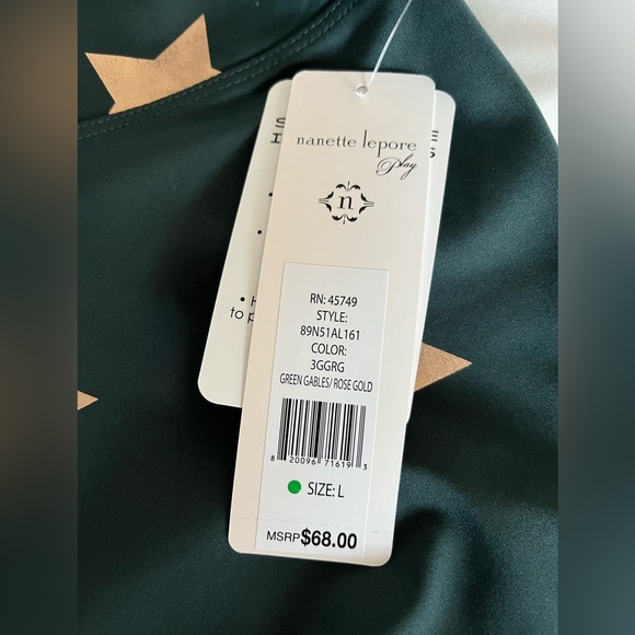 Nanette Lepore Play  Size:L Women Star Leggings Green Gables/Rose Gold - Picture 10 of 12